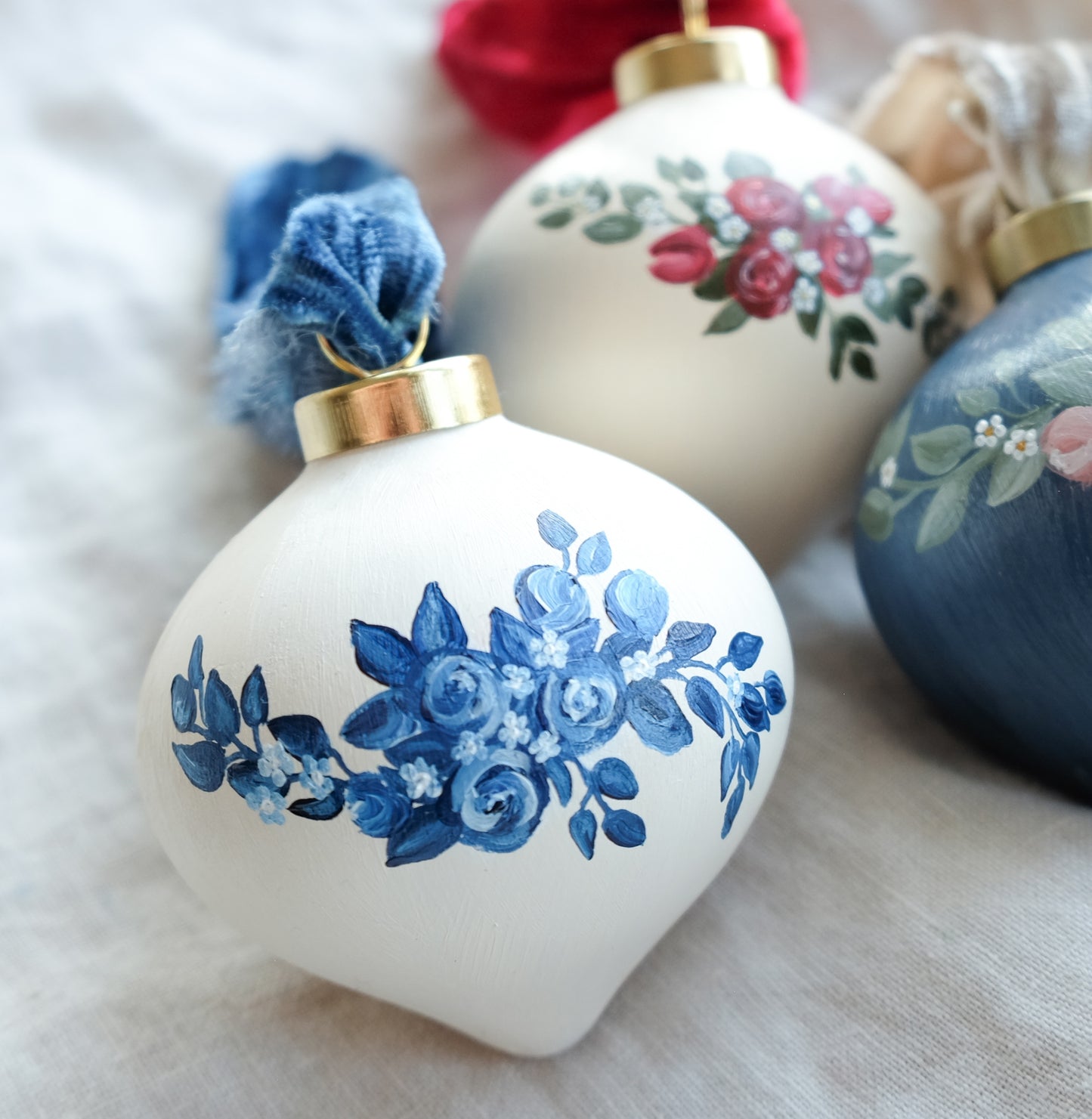 Blue and White Christmas Bauble Ornament