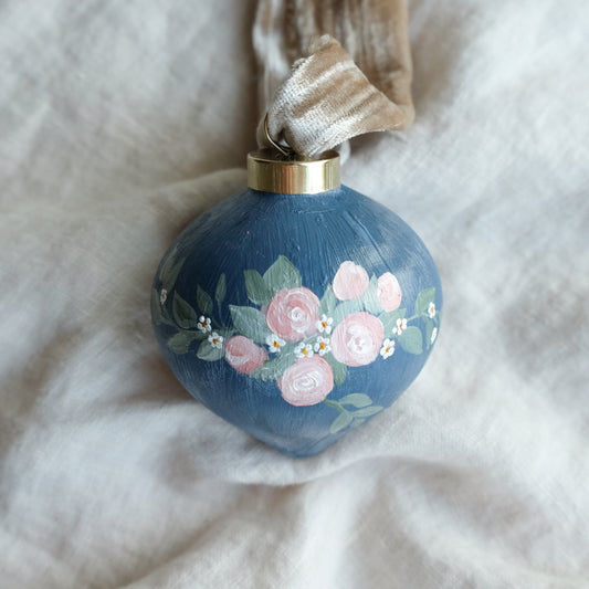 Pink Roses Christmas Bauble Ornament