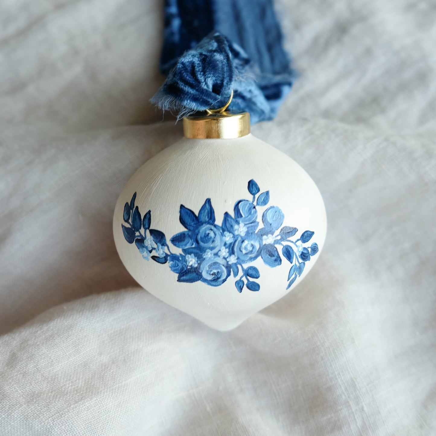 Blue and White Christmas Bauble Ornament